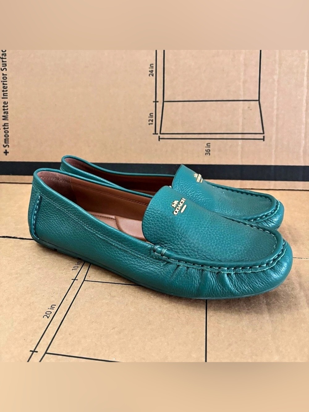 COACH Women's Marley Leather Driving Loafers Green Size 10B